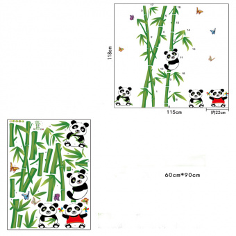 Набор виниловых наклеек "Веселые панды и бамбук"