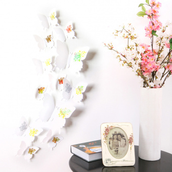 Набор 3D стикеров "Белые бабочки с розами", 12 шт