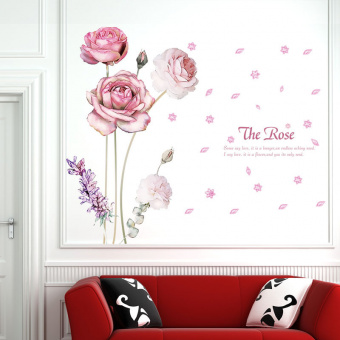 Наклейка интерьерная виниловая "Розовые розы", набор