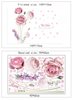 Наклейка интерьерная виниловая "Розовые розы", набор