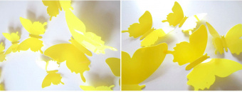 Набор 3D стикеров "Классические желтые бабочки", 12 шт