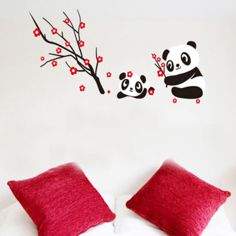 Набор виниловых наклеек "Очаровательные панды и ветка сакуры"
