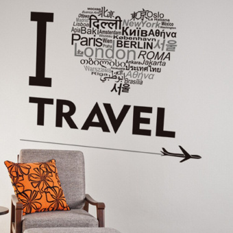 Наклейка интерьерная виниловая "Я люблю путешествия", набор