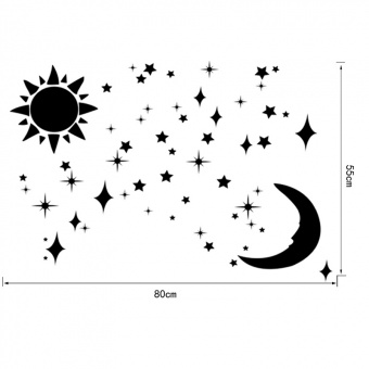 Набор зеркальных акриловых наклеек "Слнце, луна и звезды"